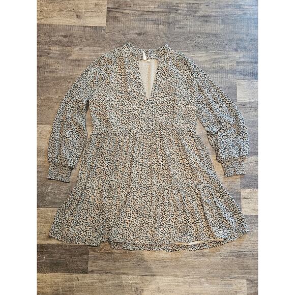 Elan anthropologie tiered lined a line floral chiffon flowy dress womens large - Picture 4 of 9